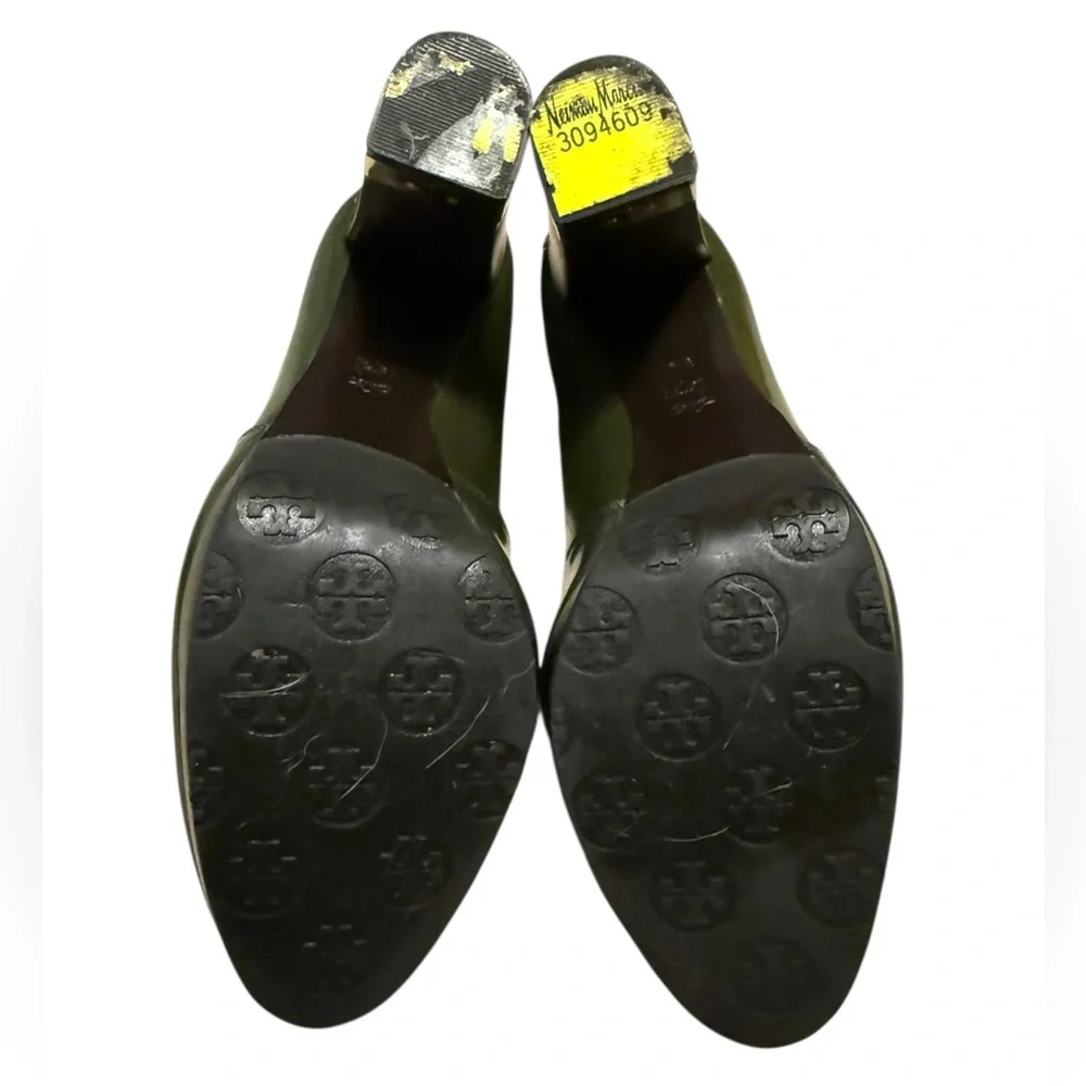 Tory Burch Olive Green Patent Leather Heeled Loafer Size 9.5 - Picture 5 of 9